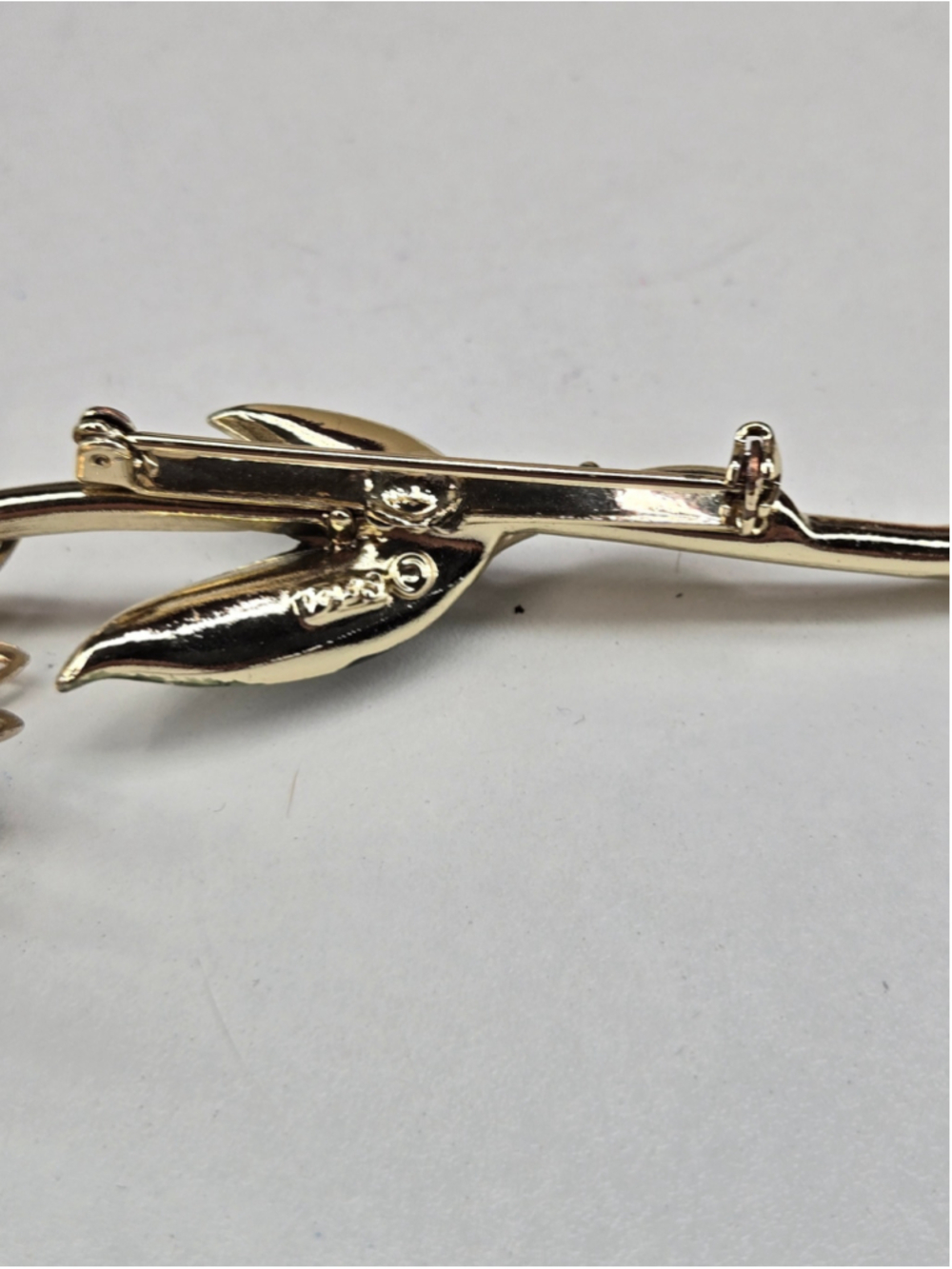 Vintage Coro Gold-Tone Cream Flower Brooch Rhinestone Large Collectible Daisy - Picture 7 of 13
